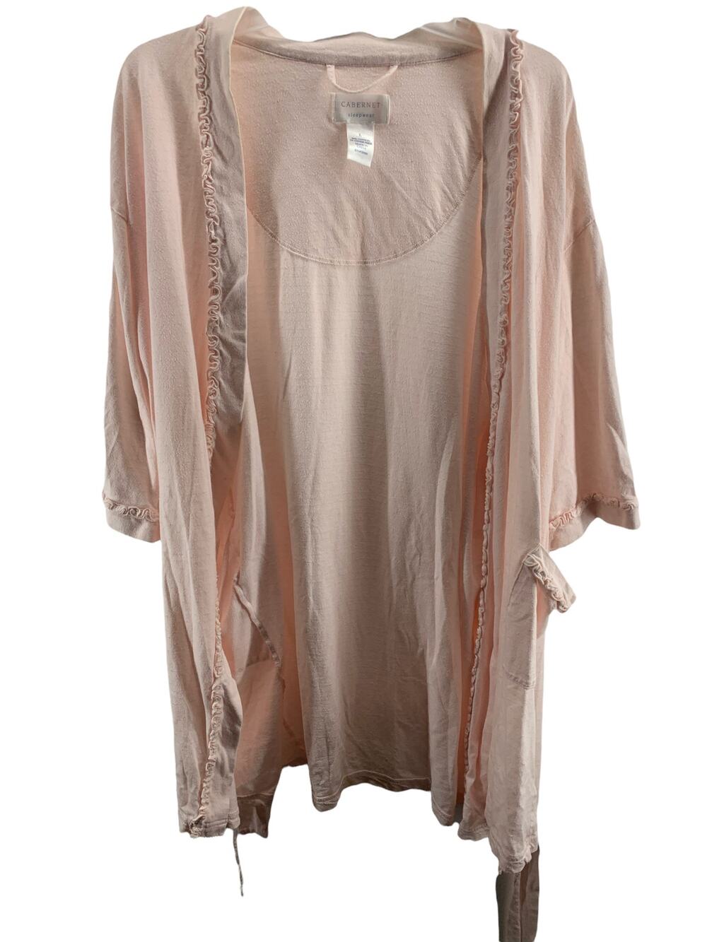 Cabernet Sleepwear Pink Ruffled Short Robe Women's Size Large